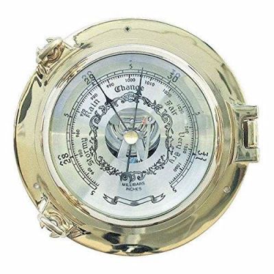 Edles Barometer in Bullaugenform aus massiv Messing- 18 cm | 2494424730