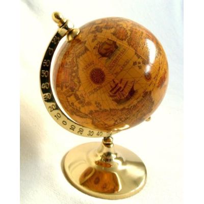 Globus im Antikstil mit Fuß aus Messing, anlaufgeschützt-kein polieren 23 cm | 2488729380