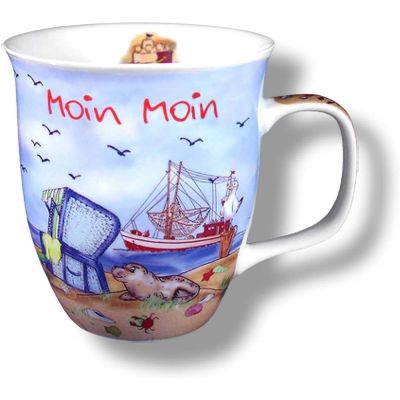 Große Tasse, Kaffeepott, Becher- Moin Moin maritim- deutsches Produktdesign | 3117339654