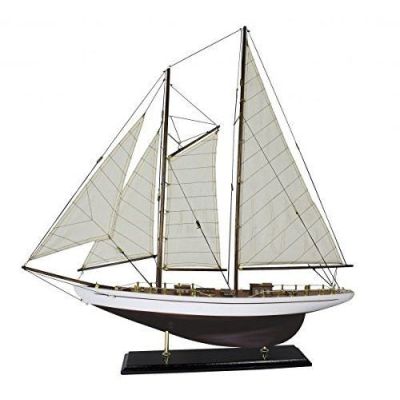 Große Yacht, Segelschiff, Schiffsmodell Segelyacht aus Holz mit Leinensegel 75cm | 2491221475