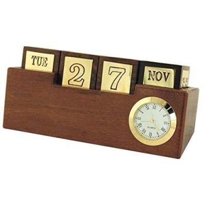 Kalender manuell- Uhr aus Holz und Messing | 3083050559