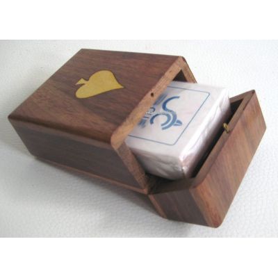Klappbox aus Holz/Messing mit Kartenspiel | 3083043629