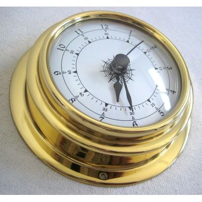 **Kleine, leichte Uhr in Bullaugenform aus Messing- Durchmesser 10 cm | 1596648940