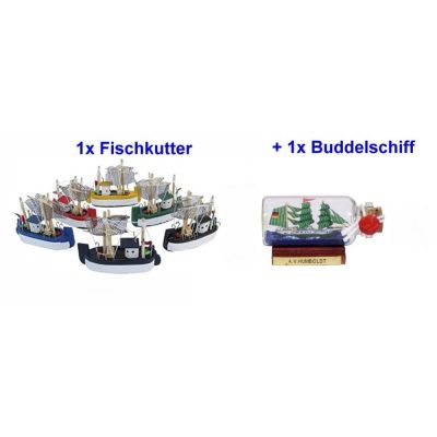 Kleiner Fischkutter 8 cm+ Miniatur Buddelschiff Humboldt 6 cm | 2491310540