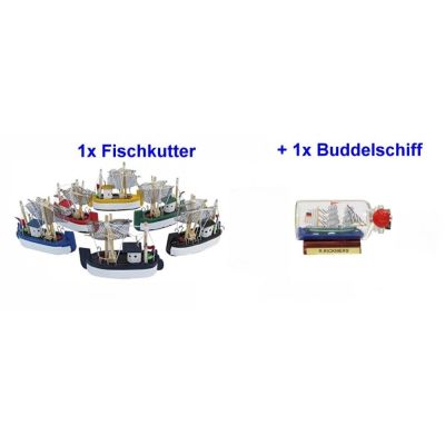 Kleiner Fischkutter 8 cm+ Miniatur Buddelschiff Rickmers 6 cm | 2492243590