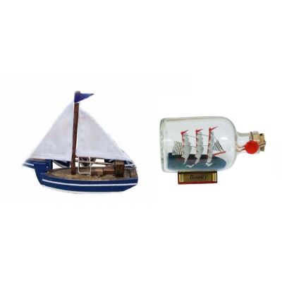 Kleiner Segler-Boot-Holzrumpf/Stoffsegel 10 cm+ Buddelschiff Bounty 9 cm | 2492195785
