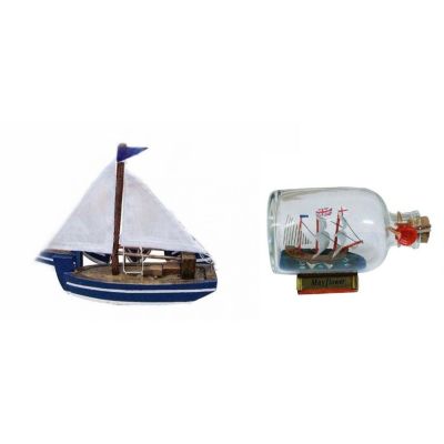 Kleiner Segler-Boot-Holzrumpf/Stoffsegel 10 cm+ Buddelschiff Mayflower 9 cm | 2492237965
