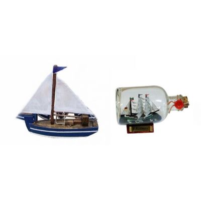 Kleiner Segler-Boot-Holzrumpf/Stoffsegel 10 cm+ Buddelschiff Rickmers 9 cm | 2492237840