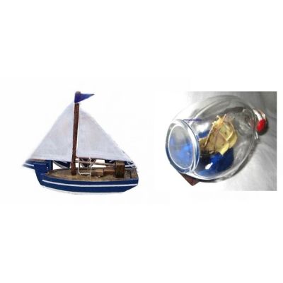 Kleiner Segler-Boot-Holzrumpf/Stoffsegel 10 cm+ Santa Maria-Dreieckflasche | 2492358995