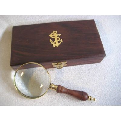 Leselupe, Vergrößerungsglas -Lupe aus Messing und Holzgriff incl. Holzbox 18 cm | 2487762485