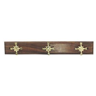 Maritimer- 3erWandhaken- Schlüsselhaken- aus Holz und Messing- 48 cm | 2515279890