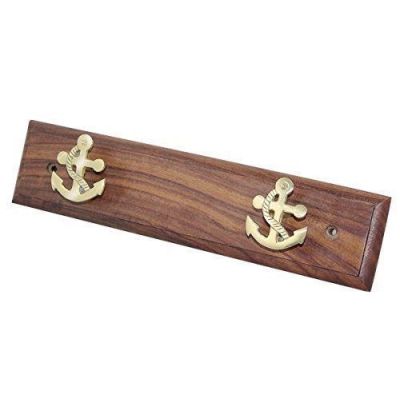 Maritimer Wandhaken- 2er Schlüsselhaken- aus Holz und Messing | 2551741675