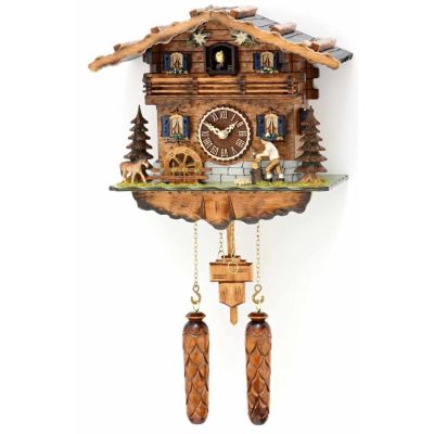 Orig. Schwarzwald-Kuckucksuhr-beweglichen Holzhacker,drehendes Rad und 12 Melodien -Cuckoo Clocks | 1381081580