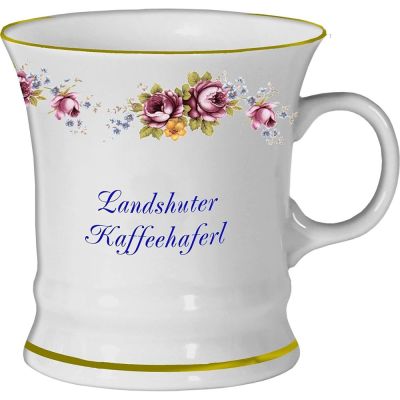 Porzellan - Tasse, Haferl, Kaffeepott, Becher- Landshut- Motiv Rosenranke | 3120949664