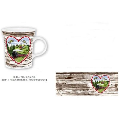Porzellan- Tasse, Kaffeepott, Becher - Dampflok, Hexen, Harz- Baumrinde | 3120979554