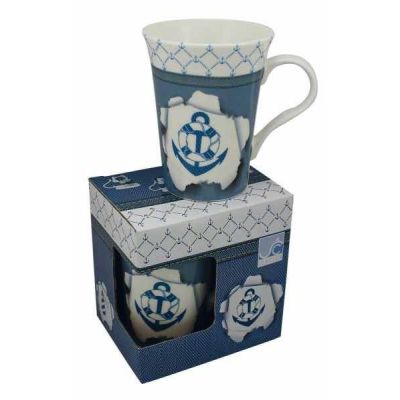 **Porzellan- Tasse, Kaffeepott, Becher- maritim in dekorativer Geschenkebox | 1356373815