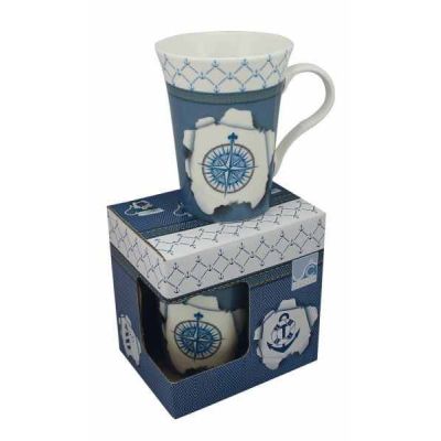 **Porzellan- Tasse, Kaffeepott, Becher- maritim in dekorativer Geschenkebox | 1356373905