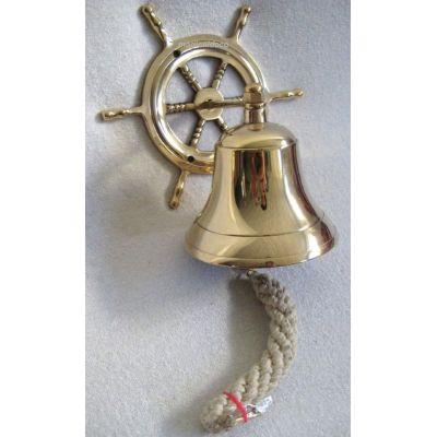**Schiffsglocke aus Messing mit Halterung, Bändsel - Glocke 11 cm, Gewicht 650 g | 1595480060