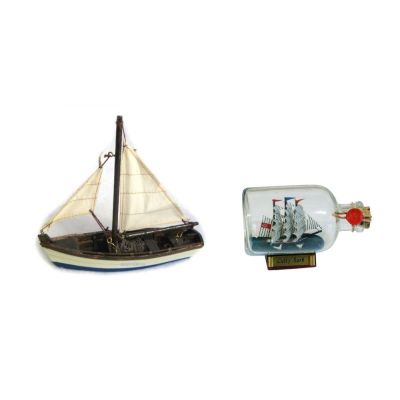Schiffsmodell-Segelboot-Holz,Stoff 16 cm + Buddelschiff Cutty Sark L 9 cm | 2492243860