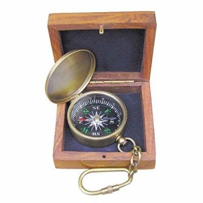 Schlüsselanhänger Kompass antik in Holzbox | 2512332435