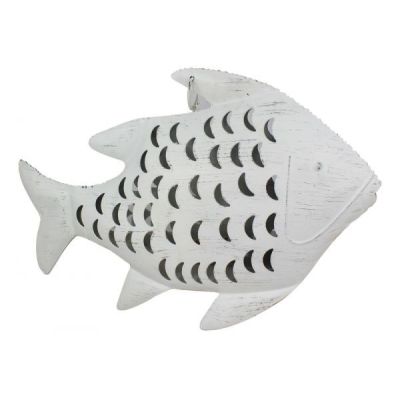 Shabby- Windlicht aus Eisen- Teelichthalter Fisch 46 cm | 3119242219