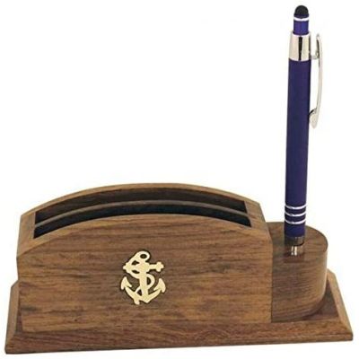 Stifthalter aus Holz und Messing- maritim- Mit Notizablage- Visitenkarten | 3083073274