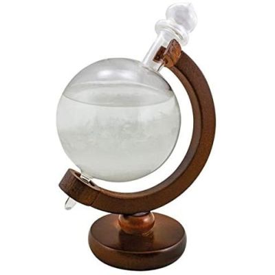Sturmglas/Barometer/Wetterglas auf Holz- 21,5 cm- Globusform | 3090195029