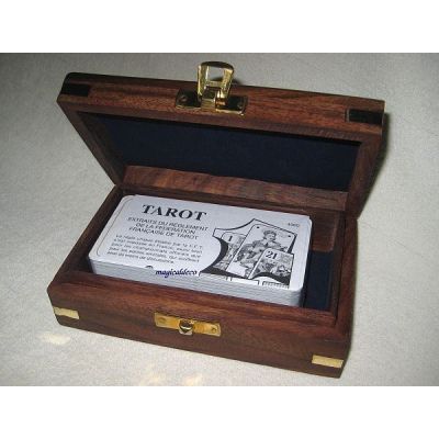 Tarot- Kartenspiel in Holzbox mit Messingintarsien - sehr edel | 819327786