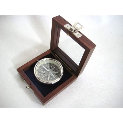 Tischkompass, Kompass, Navigation in Holzbox mit Glasdeckel | 3083028509