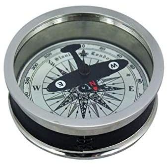 Tischkompass, Kompass, Navigation, vernickelt+ Leder- Flugzeugnadel | 3082933749