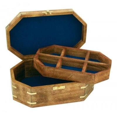 Utensilien -Box aus Holz mit Messing- Deckel Windrose | 256109056704 / EAN:0729224399058