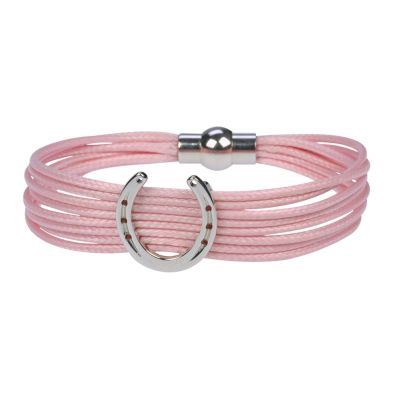 Armband mehrreihig rosa mit Hufeisen | 40633-25
