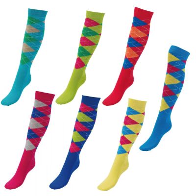 Blue aster/citrus/magenta, 35-38 - Reitersocken Reiterstrümpfe Kniestrümpfe Karo Busse | 732042-06