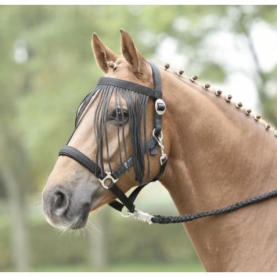 Butterscotch / dark blue - Fliegenfransen Fliegenstirnband Visby, Pony | 633051-06 PON