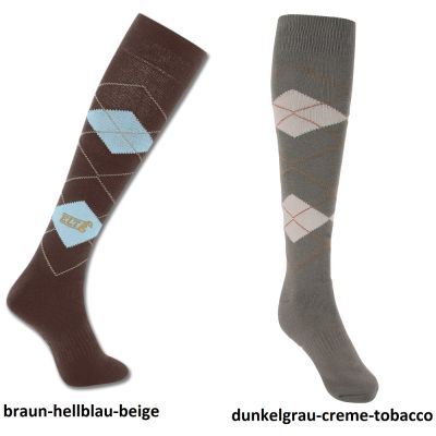 Nachtblau/brombeere, S (35-38) - Reitersocken Reiterstrümpfe Kniestrümpfe Karo Waldhausen | 3149-52