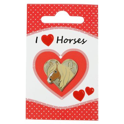 Pin "I love Horses" auf Karte (Pferdekopf in Herz) | 41351-25