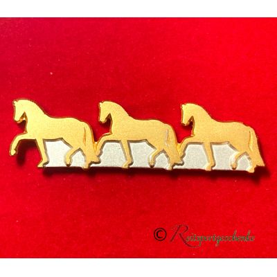Plastronnadel / Anstecknadel Exclusiv 3 Pferde gold (vergoldet/versilbert) | 30941-25