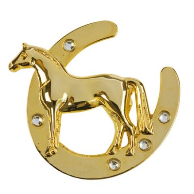 Plastronnadel Anstecknadel Hufeisen und Pferd, gold | 41210-25