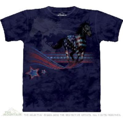 S - T-Shirt Horse Flag (Pferd mit amerikanischer Flagge) (The Mountain), nur noch S und XXL | 10-3113