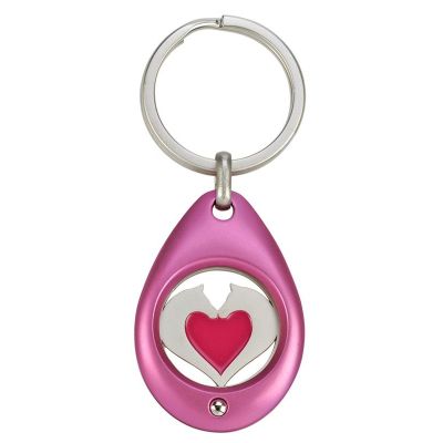 Schlüsselanhänger mit Einkaufswagenchip Chiphalter Herzpferd | 40547-25