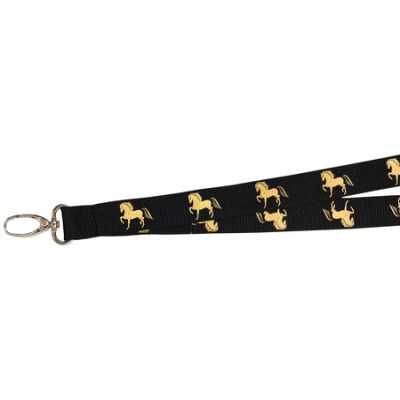Schlüsselband Pferde schwarz/gold | 040-373-25