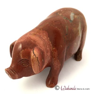 Edelsteingravur Schwein, roter Jaspis | 327-1901