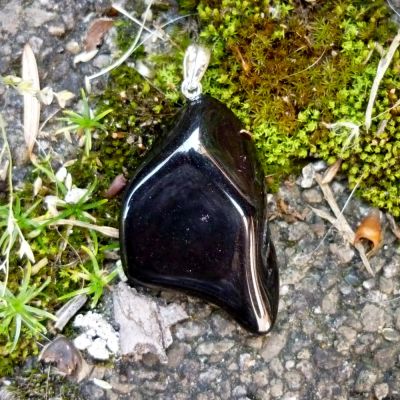 Onyx natur Anhänger mit Silberöse groß | 132-1603-4