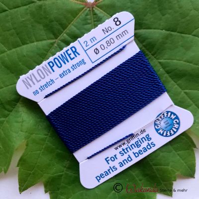 Perlseide Knüpfseide NylonPower blau dunkel mit Vorfädelnadel auf Karte | 236-1105
