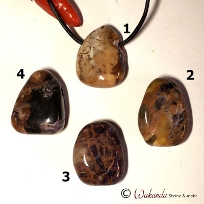 Stein 3 - Tiffany Stone (Fluorit Opal), gebohrter Trommelstein-Anhänger | 141-1606A