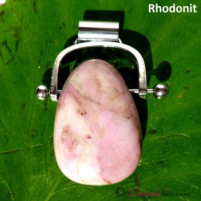 Trommelstein Rhodonit gebohrt mit Wechselbogen | 141-1102-RHO