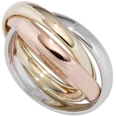 50 - Damen Ring 3-reihig verschlungen 585 Gold tricolor dreifarbig Goldring | 44837 / EAN:4053258289273