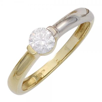 50 - Damen Ring 333 Gelbgold Weißgold Zirkonia Goldring, 5 mm breit | 42318 / EAN:4053258248843