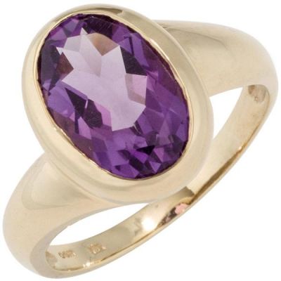 50 - Damen Ring 585 Gelbgold 1 Amethyst lila violett Goldring | 45155 / EAN:4053258295106