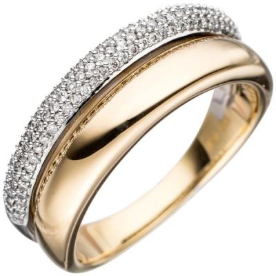 50 - Damen Ring 585 Gelbgold Weißgold 101 Diamanten | 44801 / EAN:4053258288382